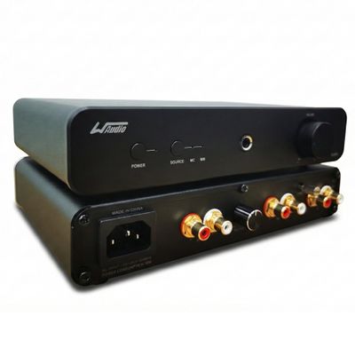 WAudio Phono Preamp for Turntable MM/MC with Headphone Amplifier, Volume & Balance Control - High Fidelity Vinyl Record Player Preamp, Low Noise RIAA Equalizer, Ground Loop Isolator (Black)