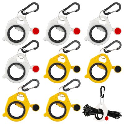 LYNCSEDAR Zip Tie Holder, 8-Pack White & Yellow Cable Tie Holder Reusable, No.5 Flat Carabiner ABS Plastic Outdoor Use Heavy Duty Ziptie Organizer Clip for Electrician Tool Belt Wrap Storage Container