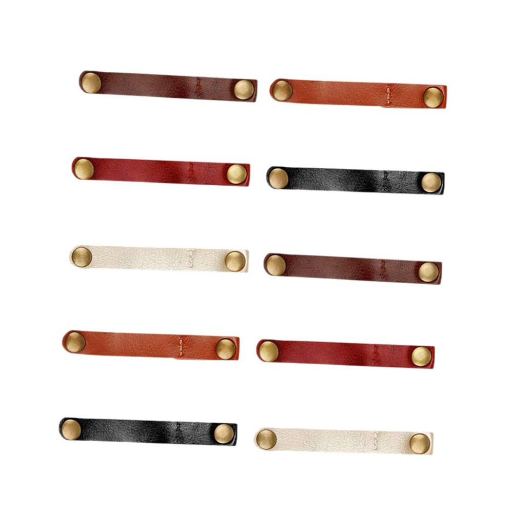 LABRIMP 10PCS Leather Earphone Winder Cable Cord Organizers Clips for Effective Cable Management for Home Office and Travel