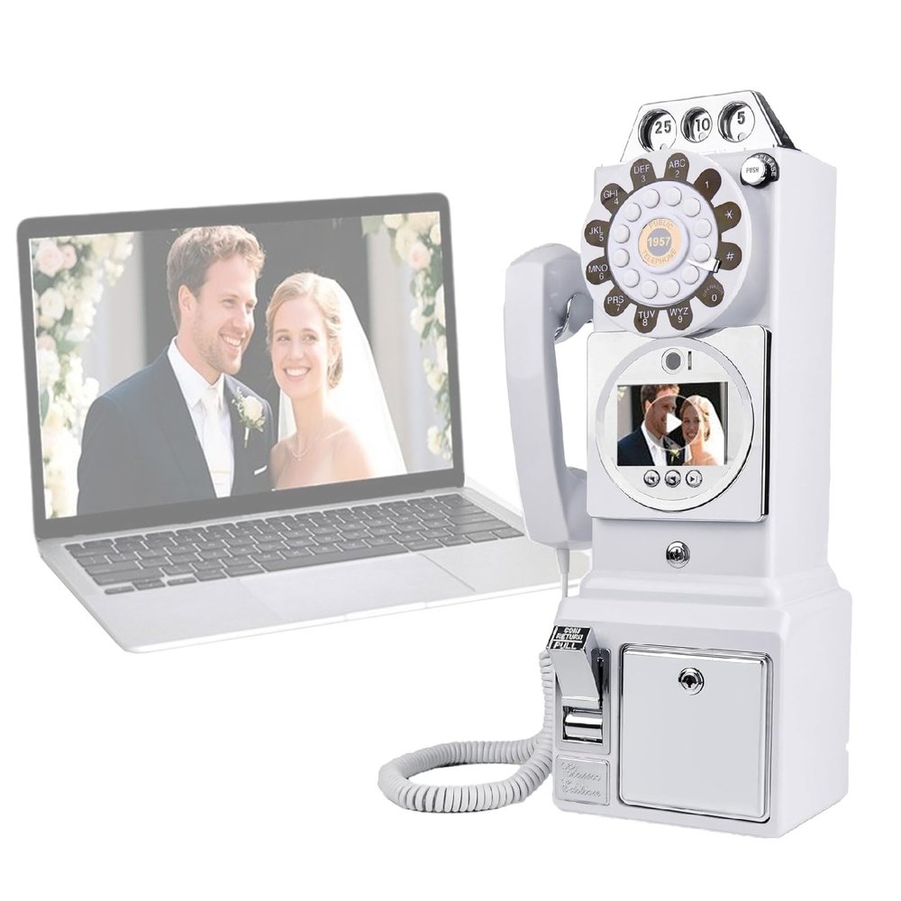 TBANVOO Video Audio Guest Book Phone,1080p Video Audio Wedding Phone, 32/64/128GB Customized Video Audio Guest Book Alternatives with Lens Recording,32G