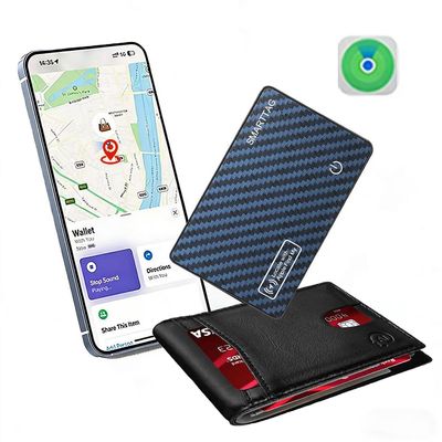 SMART LB Wallet Tracker Card Like Apple Air Tag Work with Apple Findmy(iOS only), Thin Wallet Finder, Wireless Charging(Not Include Charger), air Tags Card Tracker (Blue, Card)
