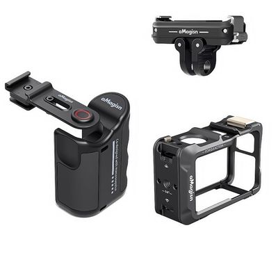 AMagisn Xplorer Camera Grip Kit, Magnetic Quick-Release Handle for Insta360, DJI Action, Hero Series Cameras (Action 5Pro Metal Kit)
