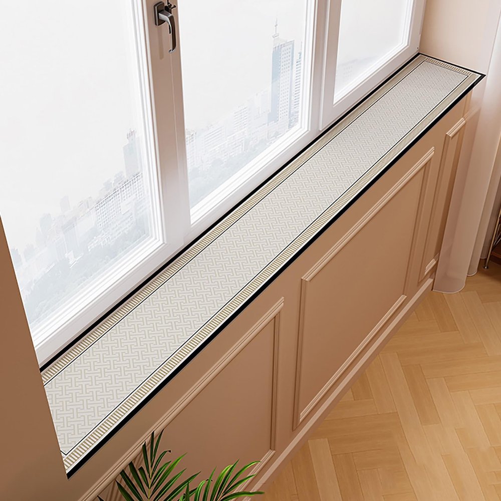 Dailify Absorbent Window Sill Protector Mat with Pattern, Household Windowsill Cover Decorative Pad, Non-Skid Bay Window Trim Cushion, Easy to Cut(B,100cmx30cm (39 3/8" x11 3/4"))