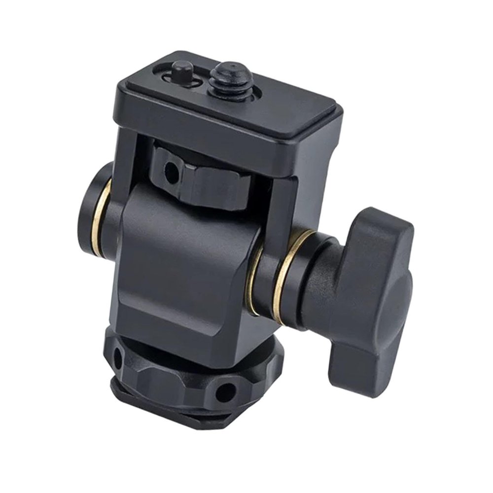 Camera Monitor Mount with Cold Shoe 180 Adjustable 1/4 Inch Screw for DSLR Mobile Phone and Monitor Aluminum Alloy