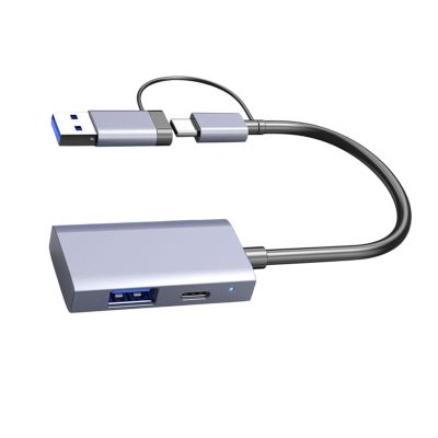4 in 1 Card Reader Aluminum Alloy High Speed USB C USB 3.0 SD TF Multifunctional Gray Portable Easy to Use