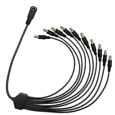 DC Power Splitter Cable 5.5x2.5mm 3-Pack, 1 to 10 Way 18AWG 12V/24V 10A High Current Compatible with CCTV Camera, Security DVR, LCD Monitor, Laptop, Router2.3FT