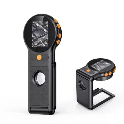 Denash Digital Microscope, 500x Magnification Handheld Microscope with 2" Screen and 8 LED Lights for PCB Repair Kids Biology Inspection