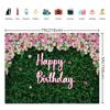 7X5FT Green Leaves Floral Birthday Backdrop Pink Rose Flower Wall Photography Background Women Girls Greenery Leaves Birthday Newborn Baby Shower Party Cake Table Photo Decoration view 2