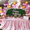 7X5FT Green Leaves Floral Birthday Backdrop Pink Rose Flower Wall Photography Background Women Girls Greenery Leaves Birthday Newborn Baby Shower Party Cake Table Photo Decoration view 4