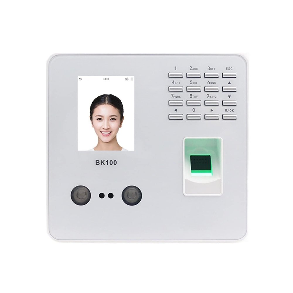 Clocking in Machine, TCP,IP USB Biometric Fingerprint Face Facial Recognition Employee Time Attendance Machine Time Clock Recorder Device for Employees(Bk100 W)