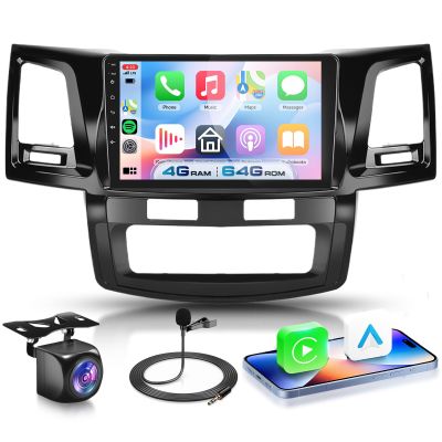 4G+64G Android 15 Car Stereo for Toyota Hilux 2005-2014 with Wireless Carplay Android Auto, 9 Inch 1280 * 720 Touch Screen GPS/WiFi/Bluetooth 5.0/ FM/32EQ/ SWC/Backup Camera