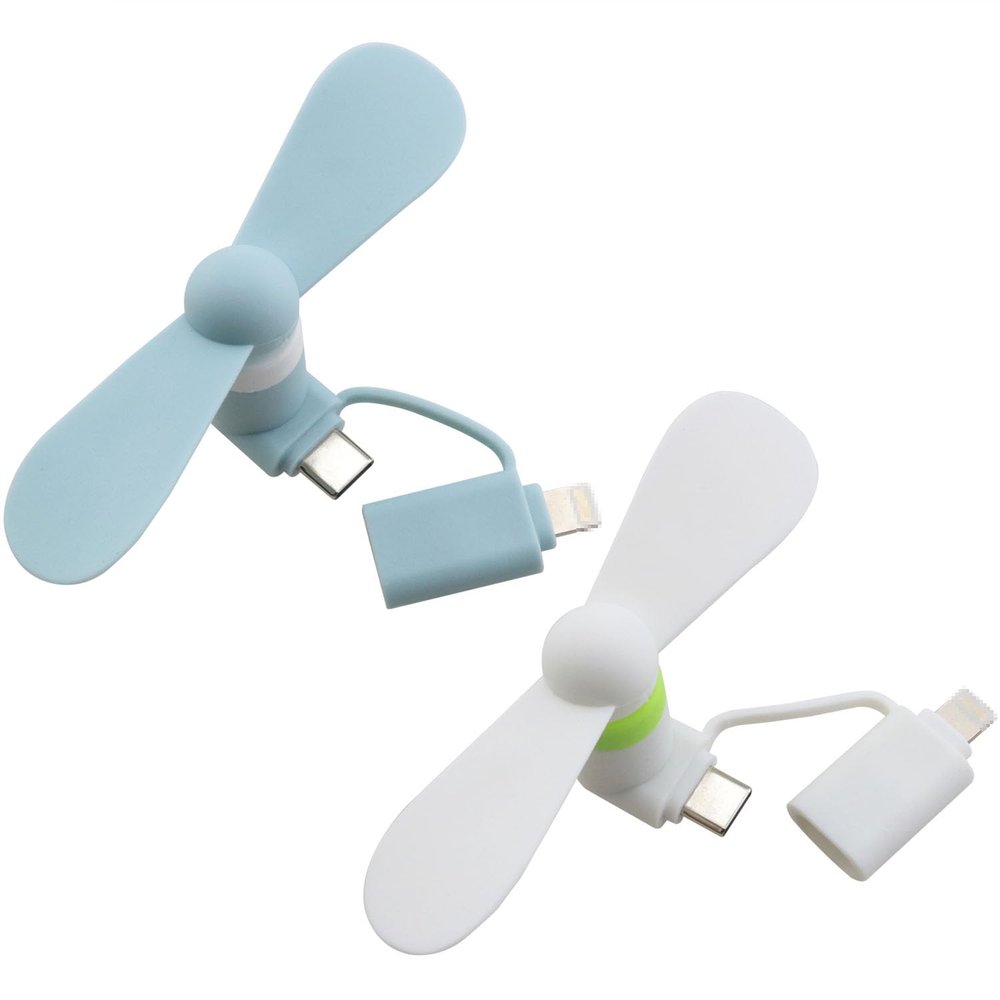 DGZZI 2PCS Mini Mobile Phone Fan 2 in 1 Compatible with Tablet Light Blue Walking Portable Silent Gift Summer Accessories White