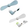 DGZZI 2PCS Mini Mobile Phone Fan 2 in 1 Compatible with Tablet Light Blue Walking Portable Silent Gift Summer Accessories White view 3