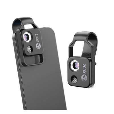 JOEBO Microscope Kit 200X Cellphone Microscope Lens with CPL Portable LED Light Macro Lens Microscope Lens Adapters(Black Lens with CPL)