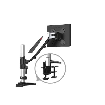 ADBWEKKF GST111 Aluminum 27" 5-18kg 360 Rotate 2 Arm Clamp Grommet Gas Spring Gas Strut LCD Tv Monitor Screen Desktop Bracket with Pole(Clamp Instal Base)