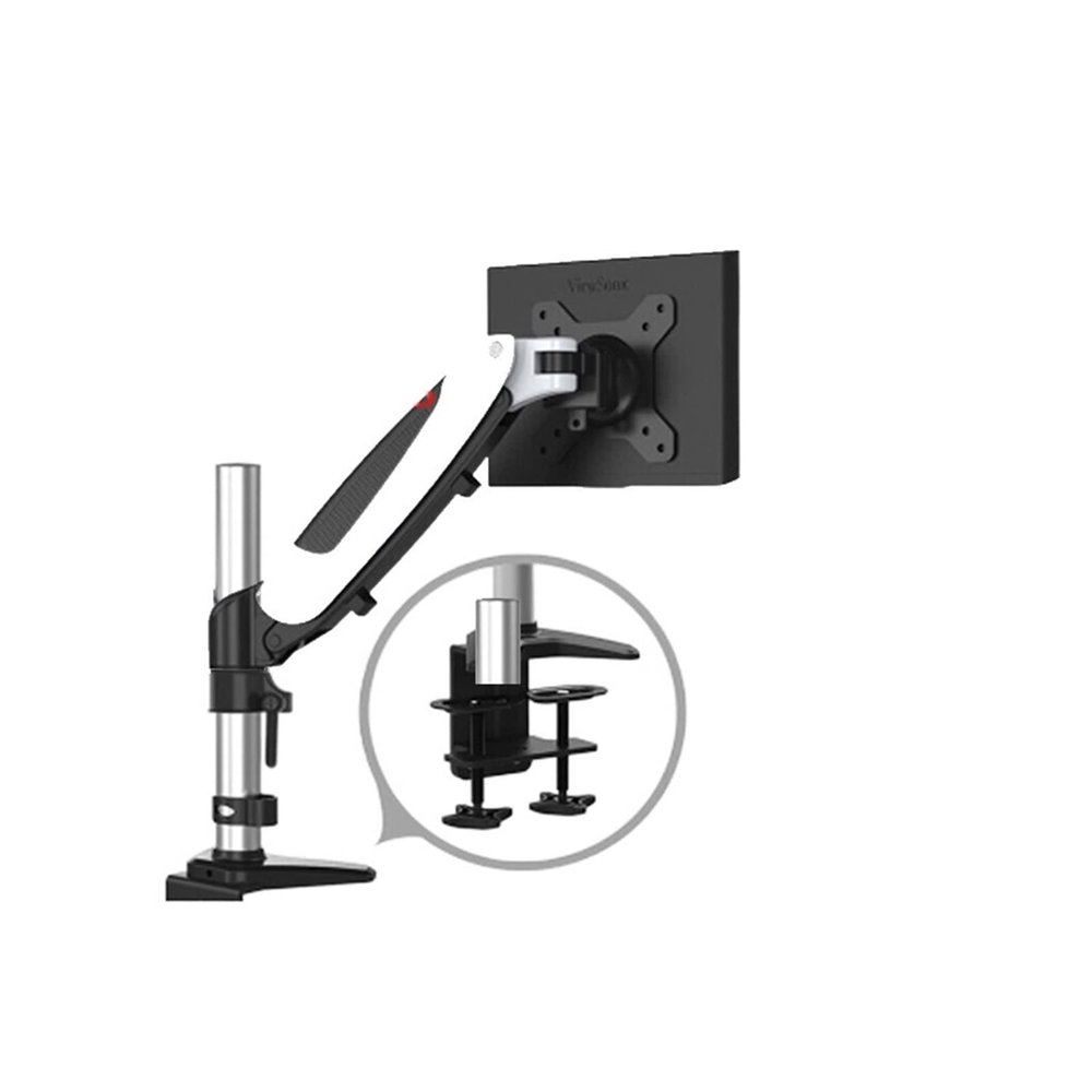 ADBWEKKF GST111 Aluminum 27" 5-18kg 360 Rotate 2 Arm Clamp Grommet Gas Spring Gas Strut LCD Tv Monitor Screen Desktop Bracket with Pole(Clamp Instal Base)