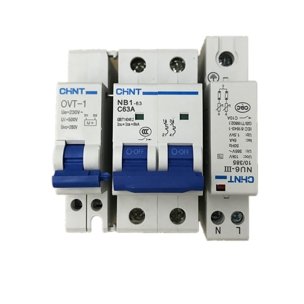 XQFVOIQR OVT-1 NB1-63 NU6-III POV-1 MCB Permanent Transient Surge Protector Transient and Permanent Single Phase Surge Protector(63A)