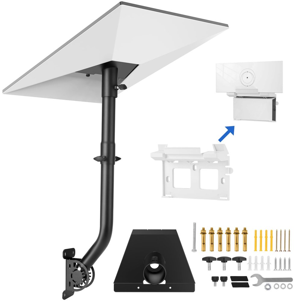 Starlink Gen 3 Mount, Adjustable Starlink Gen 3 Pole Adapter with 2-in-1 Router Mount, 28.3in Starlink Mounting Kit, Wall/ Roof/ Eaves Installation, 360 Rotatable All Metal
