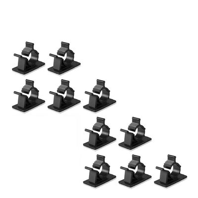 10PCS Adjustable Self-Adhesive Cable Organizer Wire Harness Strap Fixed Desktop Cable Management Clip.(10-13mm Black)