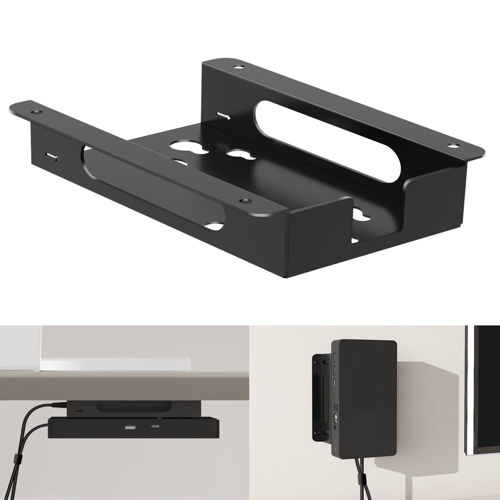 Metal Mount for Dell Docking Station Under Desk and Wall Mount for Dell UD22 WD19 WD19S WD22TB4 WD19TBS WD25 SD25 Series Dock & Power Adapter Mounting Bracket for Laptop Dock with Cable Ties