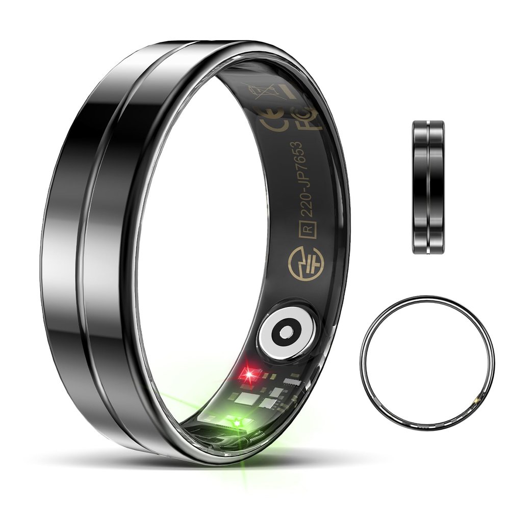 Emerhome Upgrade Smart Health Ring for Women Men,Waterproof Fitness Ring, Fitness Tracker for Activity Monitoring,Sleep Tracker, No Subscription Fee (Black, 10)