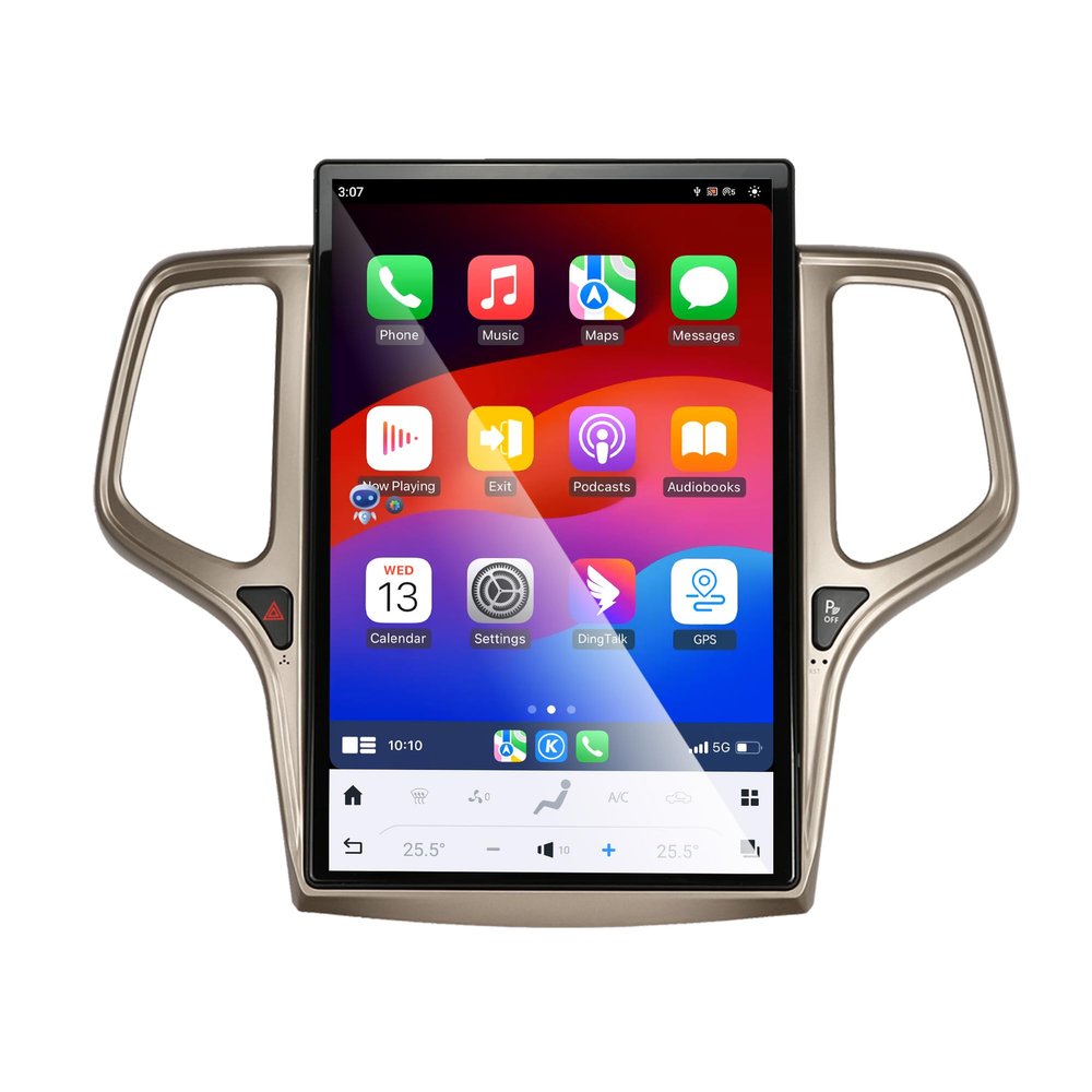Lizpofly 14.4 inch Android 13 car Radio for Grand Cherokee 2014 2015 2016 2017 2018 2019 2020 2021 2022 2023 2024 CarPlay/Android Auto 8+128G Memory GPS Audio and Video SystemChampagne Gold
