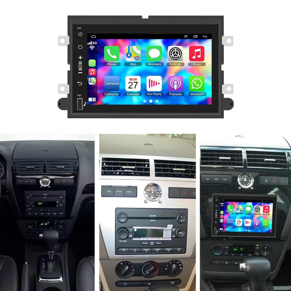 7 inch Android 14 Car Radio for Ford Fusion Explorer 2006-2009, 2+32G Touch Screen Radio Ford F150 2004-2008 Head Unit F250 F350 2006-2014, Edge 2007-2009 Mustang with Wireless Carplay Android GPS