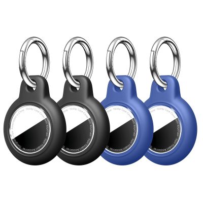Criyar [4 Pack] Waterproof for AirTag (2nd & 1st Gen) Keychain with Full Wrap Design, Hard PC for Air Tag Case, Scratchproof for GPS Item Finder Tracker Luggage, Bag,Key-Black/Black/Blue/Blue