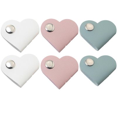 ZCZQC 6pcs Heart Shape Headphone Organizer Headphone Cable Clip Headphone Cable Winder Leather Cable Management Storage with Electronic Headphone USB