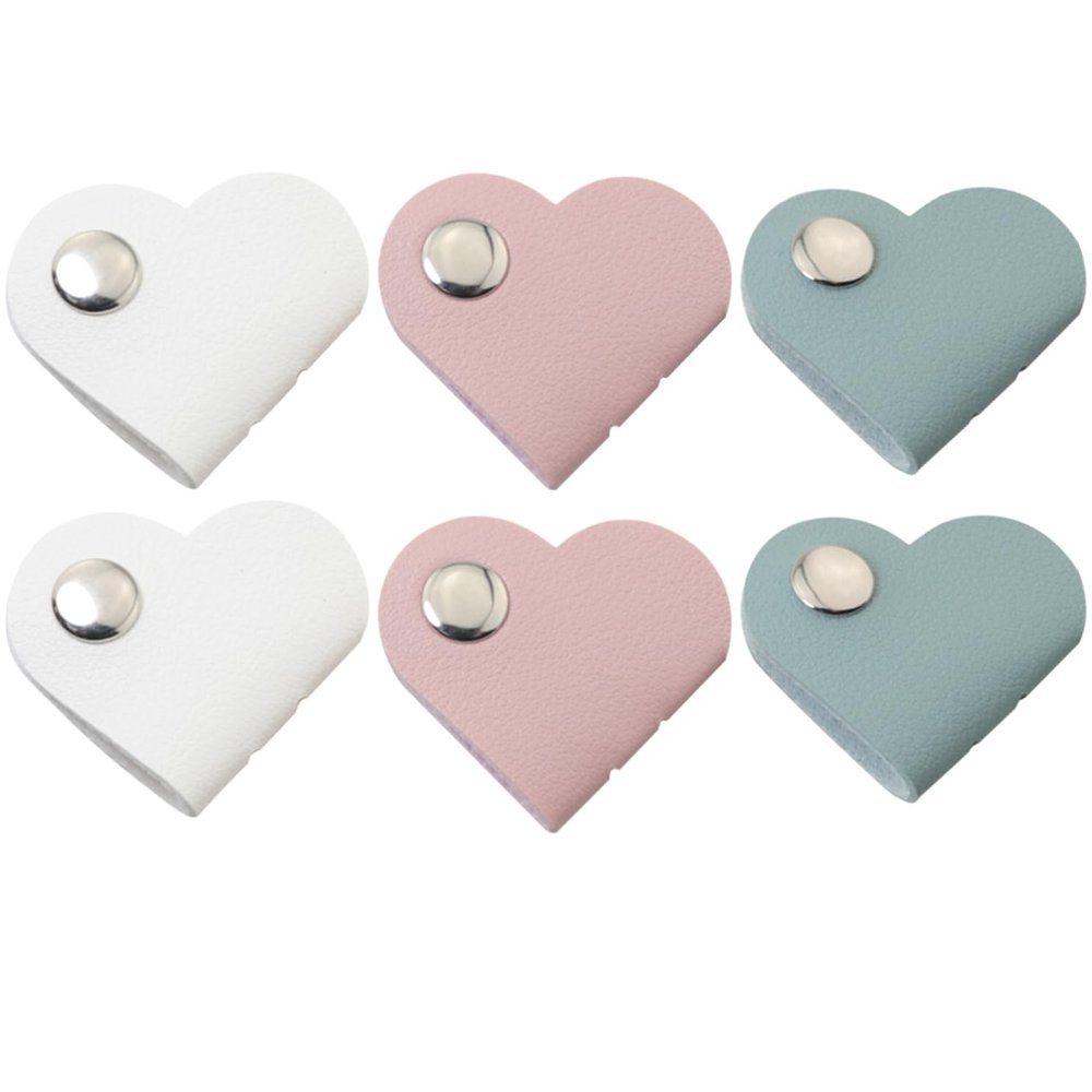 ZCZQC 6pcs Heart Shape Headphone Organizer Headphone Cable Clip Headphone Cable Winder Leather Cable Management Storage with Electronic Headphone USB