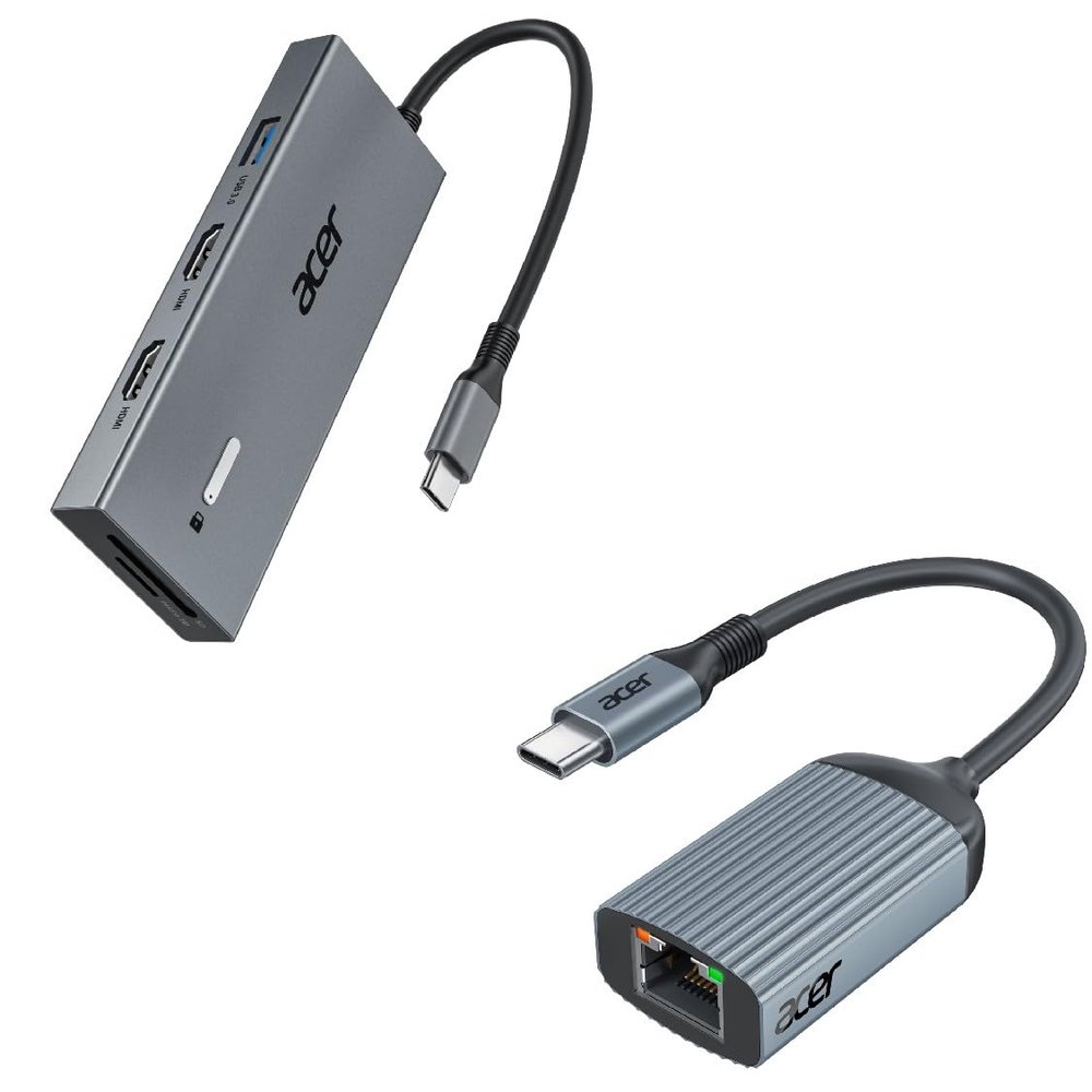 Acer USB C Docking Station Bundle with USB C to Ethernet Adapter