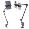 WYYHAA Adjustable Tablet Stand Holder Supports 2 Phones, Multi-Angle Foldable Design Phone Arm Mount, Desktop Aluminum Alloy Cantilever Folding Bracket Compatible with 4"-13" Tablet view 1