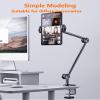 WYYHAA Adjustable Tablet Stand Holder Supports 2 Phones, Multi-Angle Foldable Design Phone Arm Mount, Desktop Aluminum Alloy Cantilever Folding Bracket Compatible with 4"-13" Tablet view 2