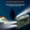 Bewinner Hand Crank Emergency Radio AM FM, Portable Solar Weather Radio with Foldable Reading Lamp Flashlight, BT Speaker SOS Alarm, USB Charged & Solar Power for Outdoor Camping (OD Green) view 2