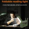 Bewinner Hand Crank Emergency Radio AM FM, Portable Solar Weather Radio with Foldable Reading Lamp Flashlight, BT Speaker SOS Alarm, USB Charged & Solar Power for Outdoor Camping (OD Green) view 3