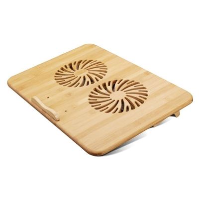 LUYOUBOZHU Laptop Riser, Bamboo Laptop Stand with Dual Fan & 2 USB Ports, Cooling Notebook Holder Laptop Accessories(42cm)