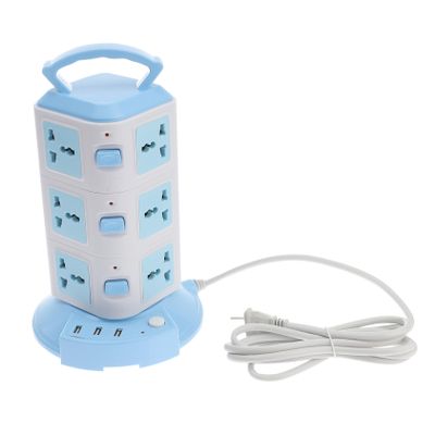 DIYEAH Vertical Multi Sockets Outlets Strip Power Strip USB Ports Dorm Room Essentials USB Power Adapter Fireproof Tower Design