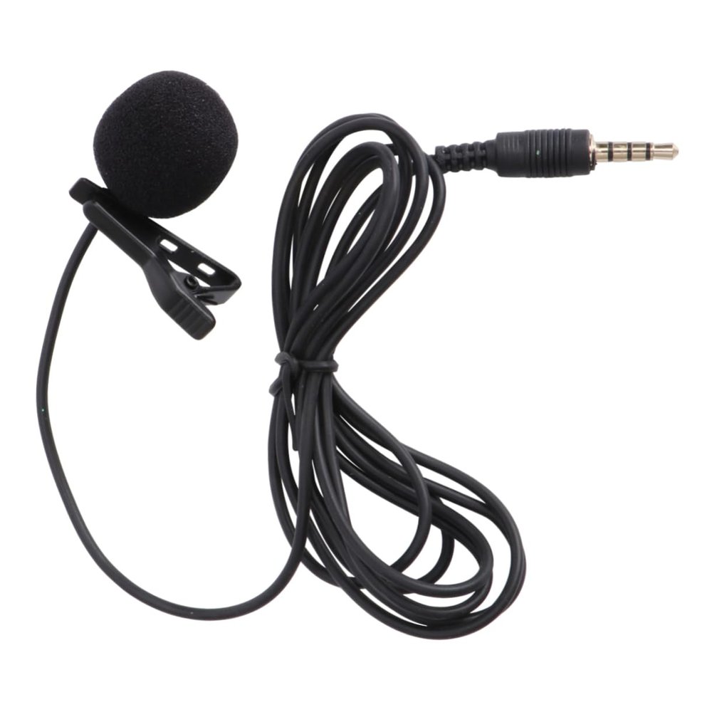 BIUDECO Mini Metal Clip Lavalier Condenser Microphone Wired Mic for Mobile Phones Cameras and Laptops Black Rotating Clip Noise Reduction Windscreen Hands Design