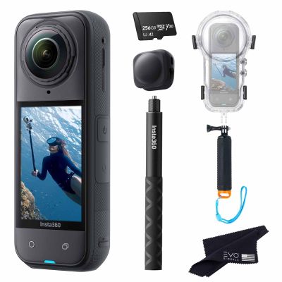 Insta360 X5 Dive Case Bundle-8K Waterproof 360 Action Camera with 1/1.28" 48MP Sensors, 8K 360 HDR Video, 72MP, 4K Single-Lens |Bundle Includes Dive Case, Selfie Stick, Floating Grip, Lens Cap(256GB)