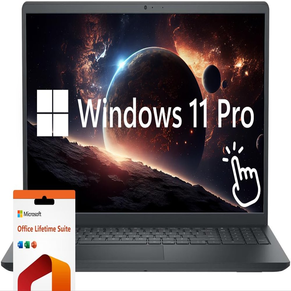 Dell Touchscreen 15.6" Laptop Computer, Windows 11 Pro 32GB RAM 1TB SSD, Intel Core i7-1355U Processor, FHD 1920 x 1080 LED Display, Microsoft Office Lifetime Suite, Numeric Keypad, Black