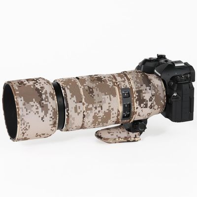 CHASING BIRDS Lens Camouflage Waterproof Coat for Olympus 100-400mm F5.0-6.3 is ED MSC Rainproof Lens Protective Cover Version IV (Brown Grid, with 2.0X TC (MC-20))