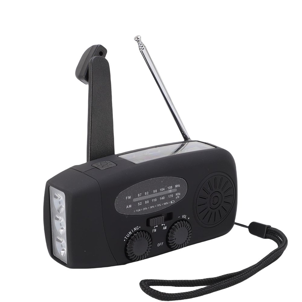 Wisoqu Emergency Radio AM FM WB, Hand Crank Weather Radio with LED Flashlight, USB Solar Hand Crank Charging, IPX3 Water Proof, for Power Outages, Camping