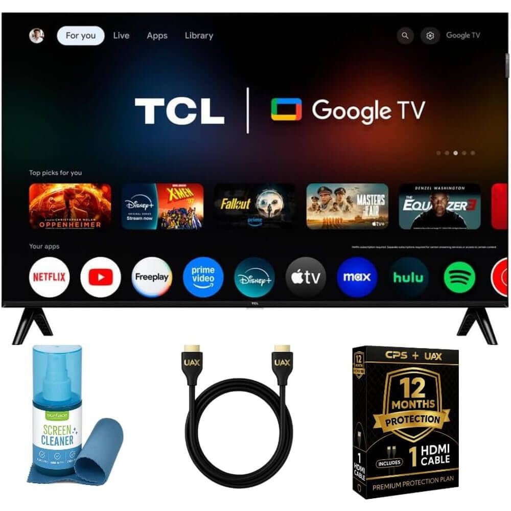 TCL 32Q3KKIT1 32 inch Q3K Series 1080P FHD QLED Smart TV Bundle HDR10, Google TV, Bluetooth Audio, Bezel-Le