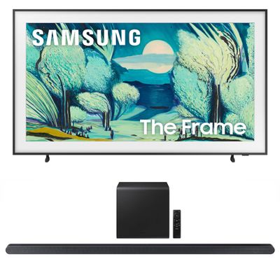 Samsung QN55LS03FAFXZA 55 Inch The Frame QLED 4K Art Mode Vision AI Smart TV with a Samsung HW-S800D 3.1.2 Ch Soundbar and Subwoofer with Dolby Atmos (2025)