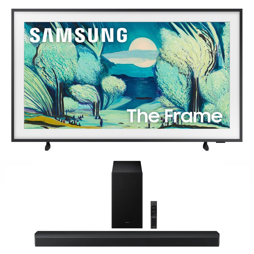 Samsung QN50LS03FAFXZA 50 Inch The Frame QLED 4K Art Mode Vision AI Smart TV with a Samsung HW-B750F B Series Soundbar 5.1 Ch and Subwoofer (2025)