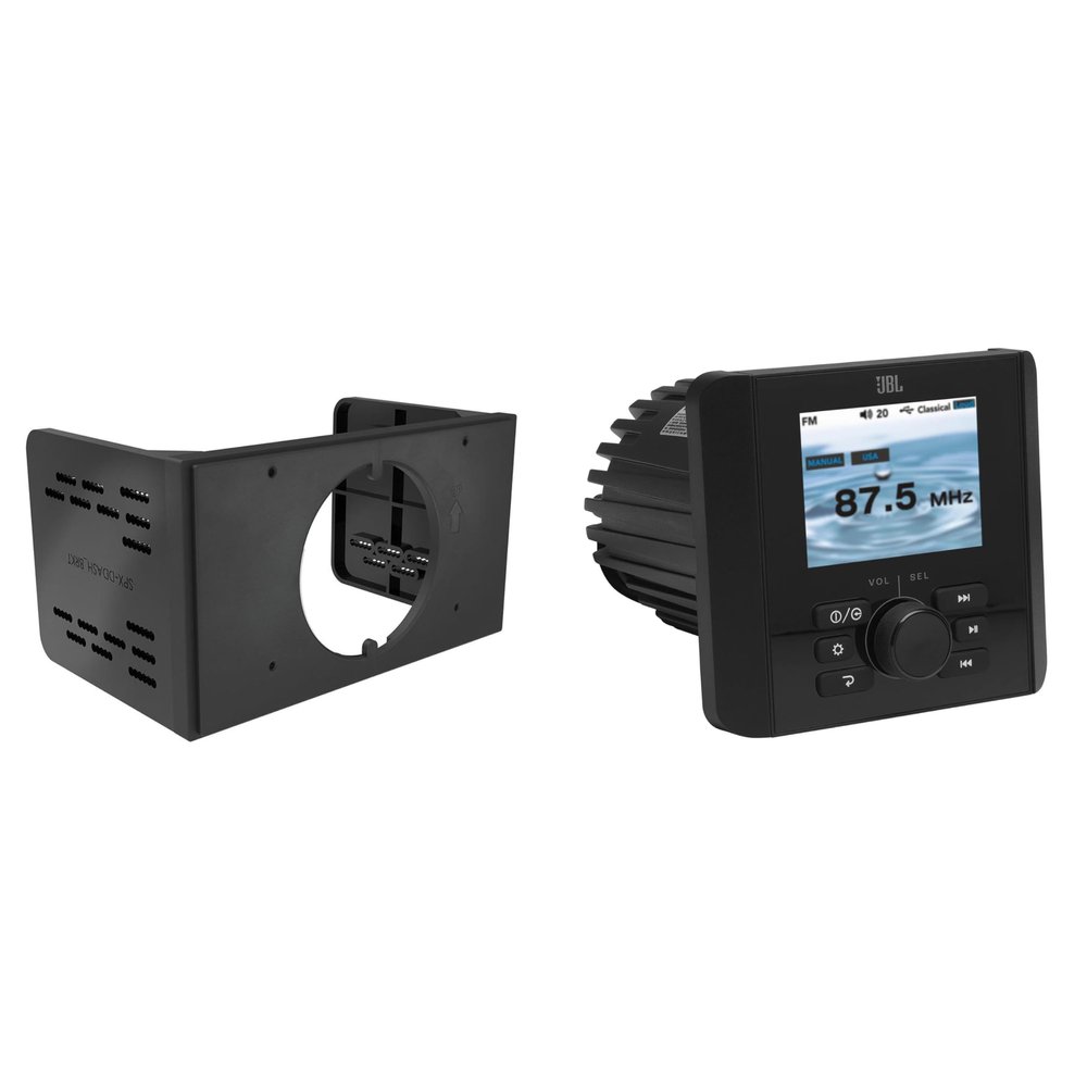 JBL JAM5000N Gauge-Mount Marine Receiver with AM/FM, High Power Output, Bluetooth, 3-Zone, NMEA2000 with SPXDDASH Double-Din Dash Kit Adapter for 3.5" Round Mount Marine Multimedia Players