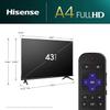 Hisense 43-Inch Roku Smart TV Bundle, Full HD 1080p, Dolby Audio, Alexa & Google Assistant Compatible - w/ 12 Month CPS Protection, UAX HDMI Cable, Screen Cleaner with Microfiber Cloth view 4