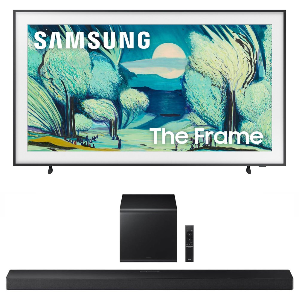 Samsung QN55LS03FAFXZA 55 Inch The Frame QLED 4K Art Mode Vision AI Smart TV with a Samsung HW-QS700F 3.1.2 Ch Dolby Atmos Soundbar and Subwoofer (2025)