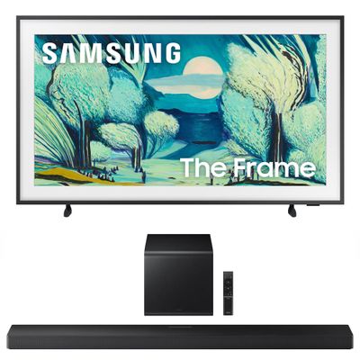 Samsung QN43LS03FAFXZA 43 Inch The Frame QLED 4K Art Mode Vision AI Smart TV with a Samsung HW-QS700F 3.1.2 Ch Dolby Atmos Soundbar and Subwoofer (2025)