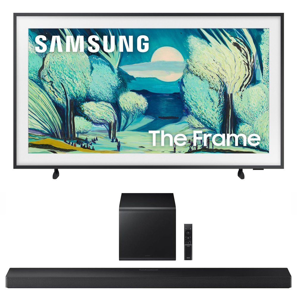 Samsung QN43LS03FAFXZA 43 Inch The Frame QLED 4K Art Mode Vision AI Smart TV with a Samsung HW-QS700F 3.1.2 Ch Dolby Atmos Soundbar and Subwoofer (2025)
